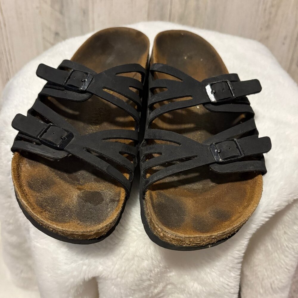 Birkenstock Women's Size 8 (Birk Size 39) Granada Slide Sandals Black Flat Shoes
